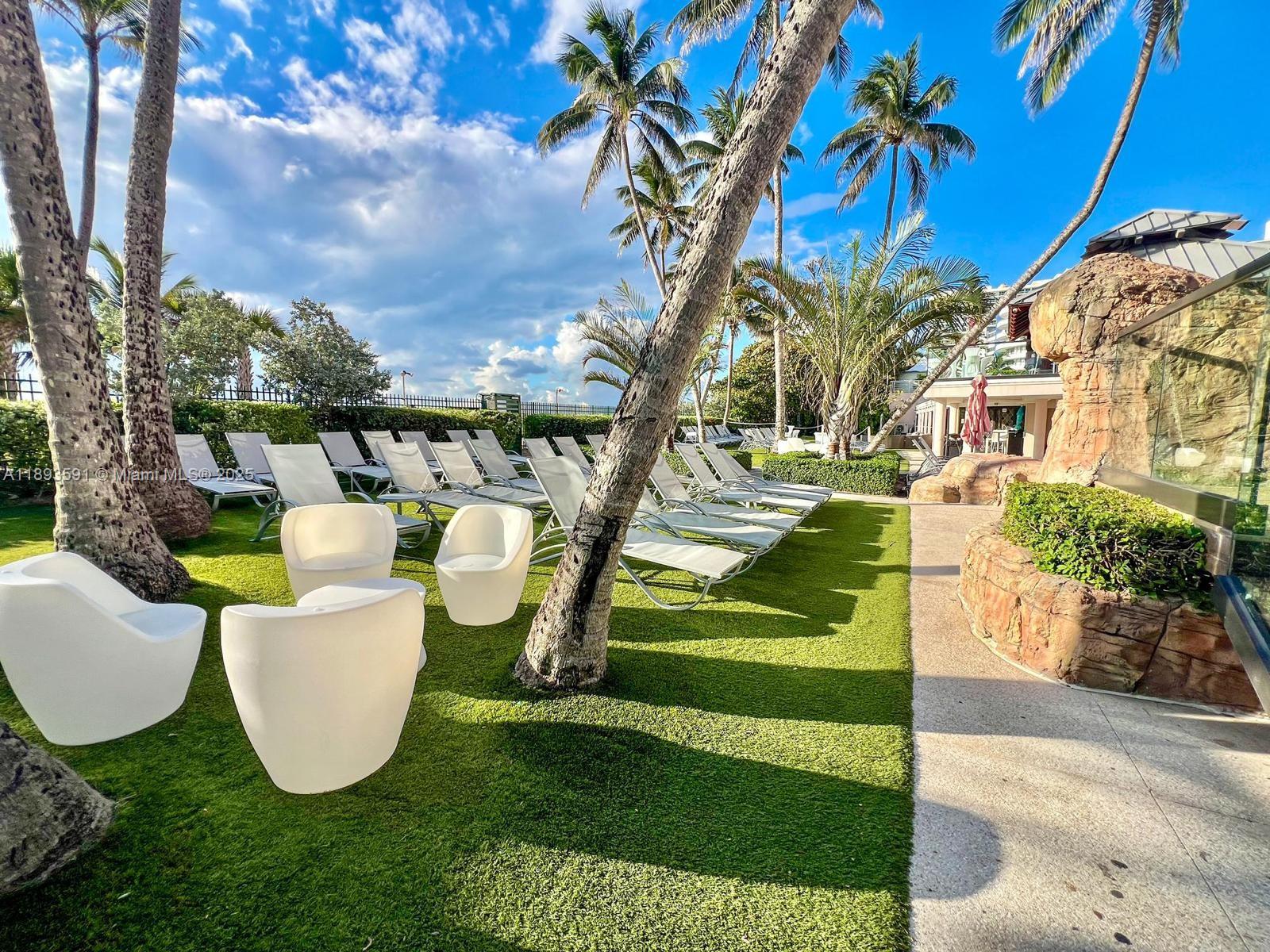 5225 Collins Avenue, Unit 517 Miami Beach, FL 33140 - Photo 15 of 20 a view of a swimming pool with a garden and plants