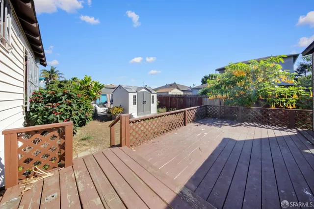 a view of a terrace with wooden floor