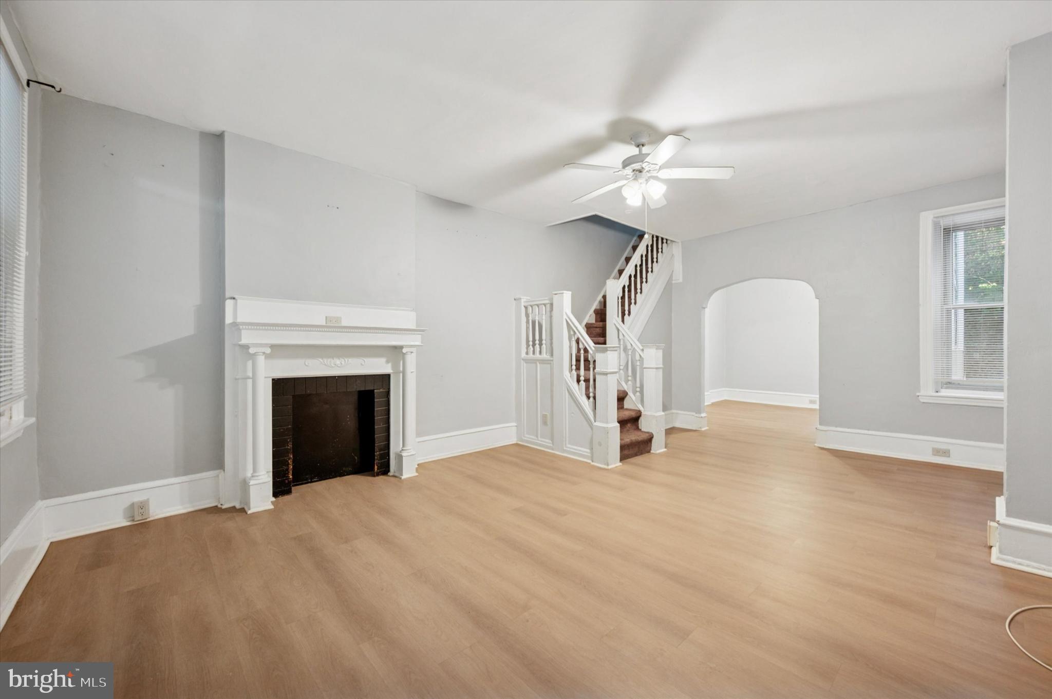 Spacious living area with classic charm.