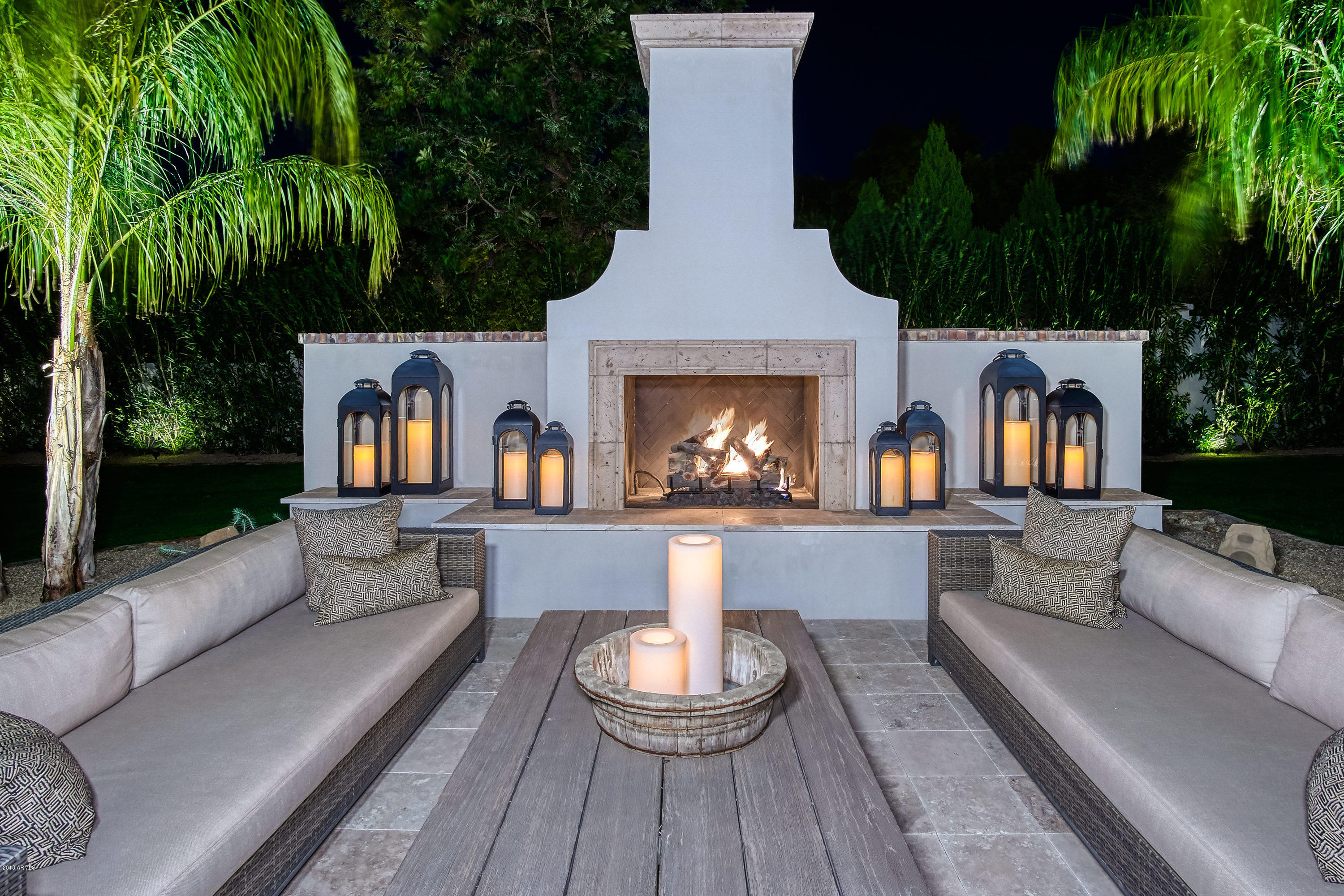5296 East Roadrunner Road Paradise Valley, AZ 85253 - Photo 96 of 128 84-106-Backyard Fireplace