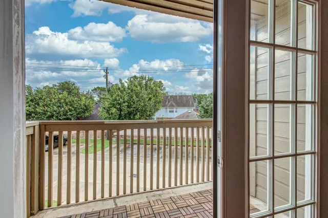 a balcony view with city view