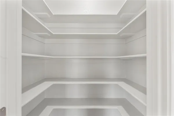a view of walk in closet with empty racks