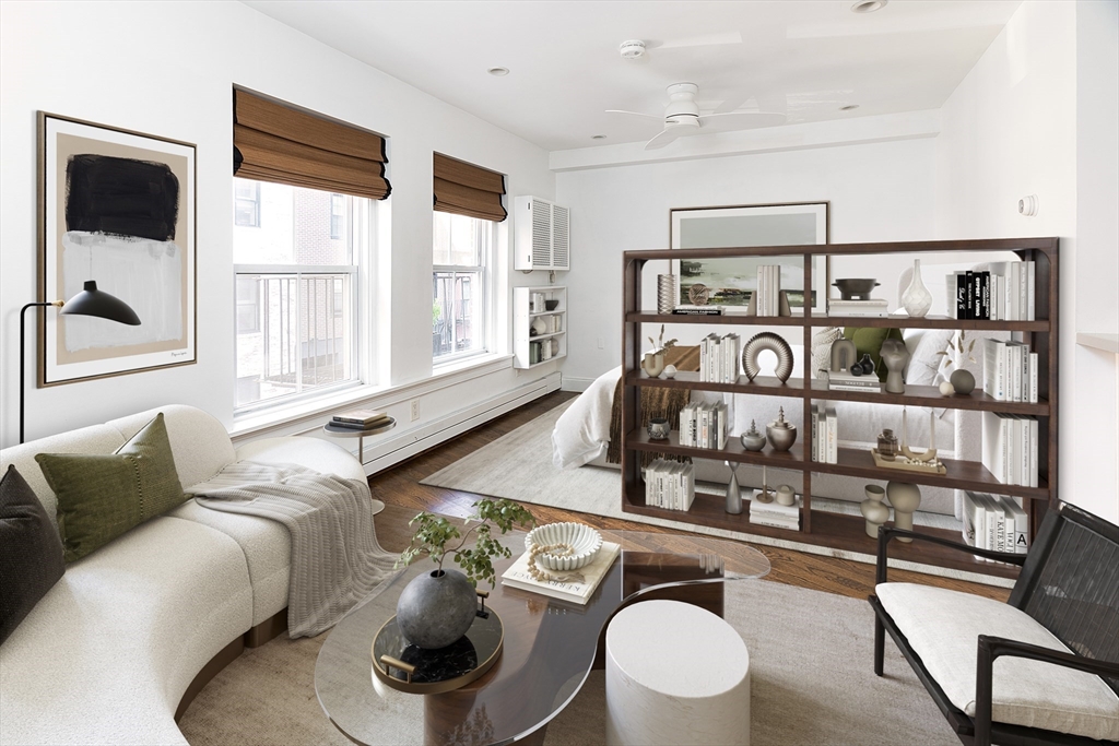 21 Moon Street, Unit 2 Boston, MA 02113 - Photo 2 of 19 a living room with furniture and a floor to ceiling window
