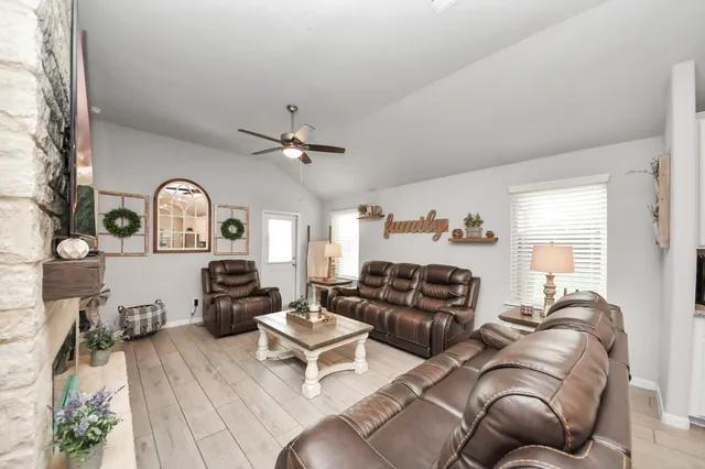 a living room with furniture