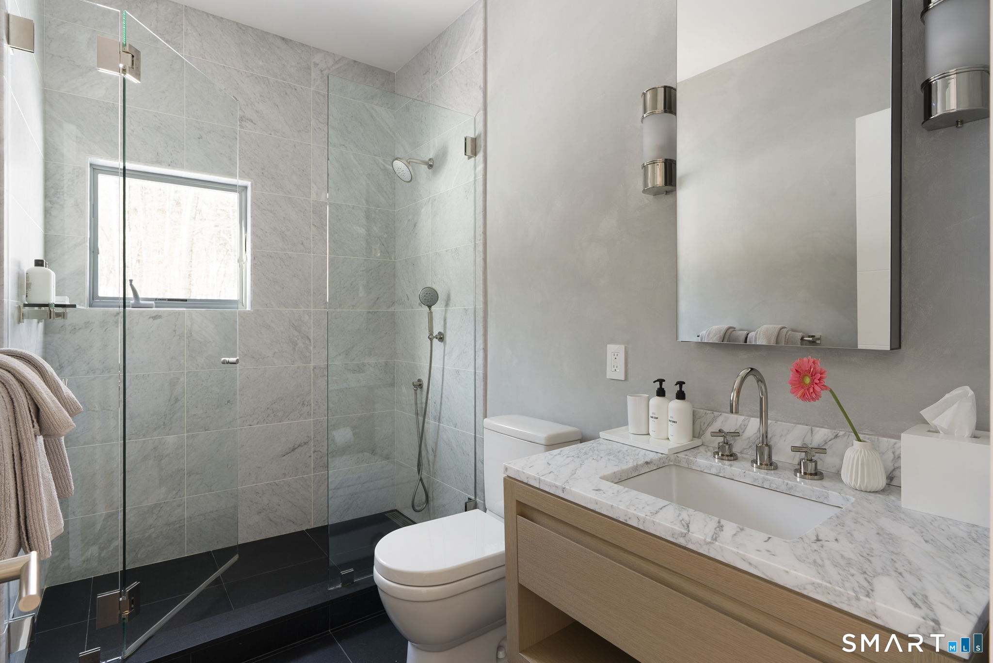 60 Selleck Hill Road Salisbury, CT 06068 - Photo 15 of 32 a bathroom with a granite countertop sink toilet and shower