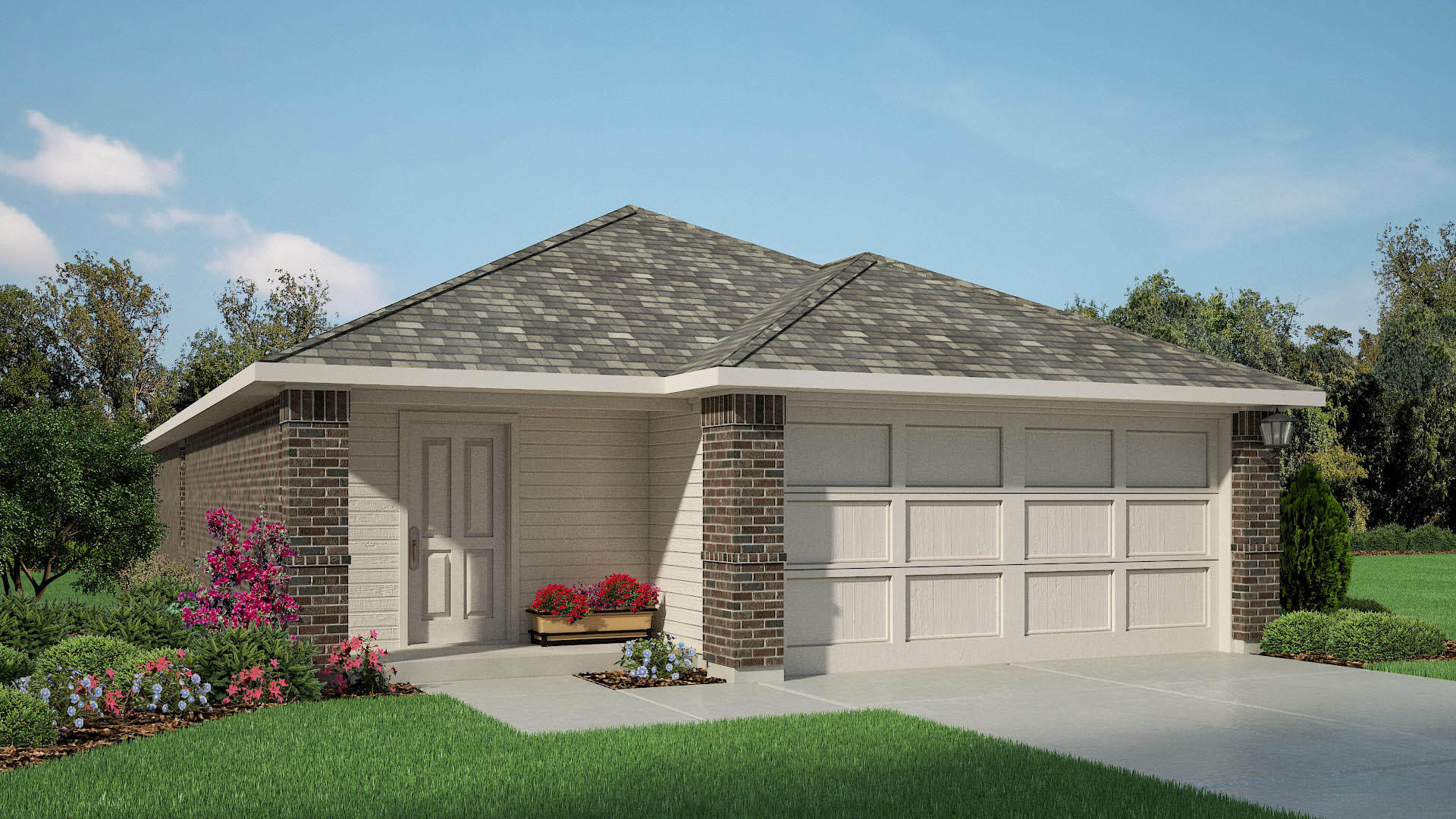 7441 10th Street Lubbock, TX 79416 - Photo 2 of 25 a front view of a house with a garden and plants