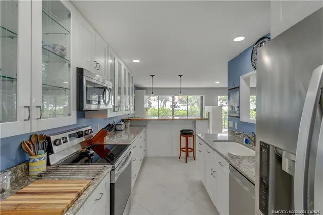 a kitchen with lots of counter top space