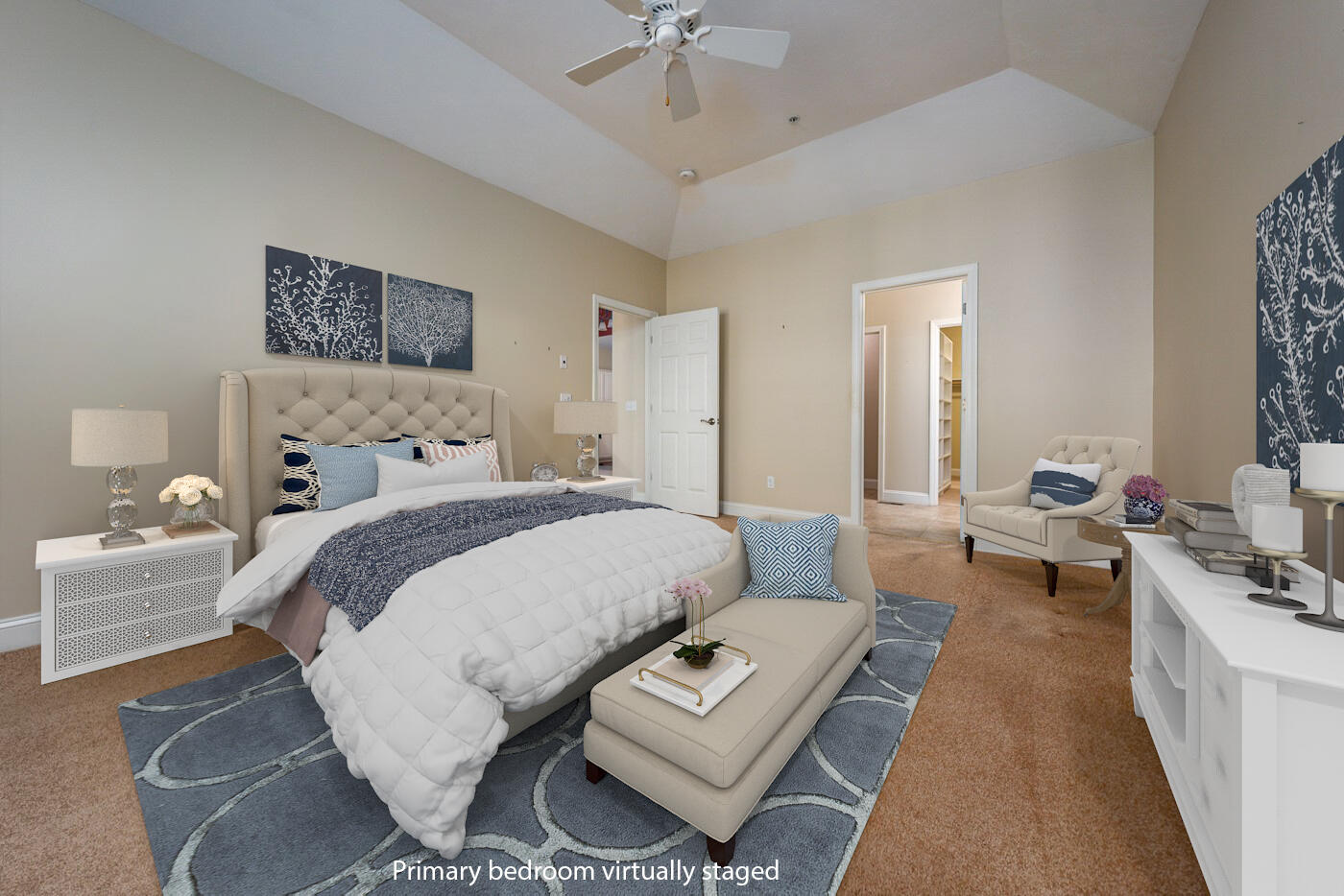 14 Chadwick Court Mashpee, MA 02649 - Photo 15 of 31 a bedroom with a bed and a chandelier