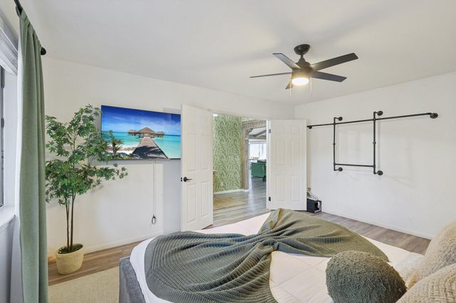 a view of a lake with mountains in the background