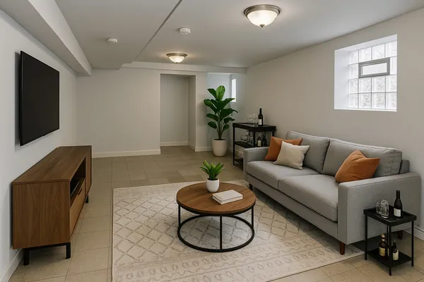 a view of a livingroom with wooden floor and a window
