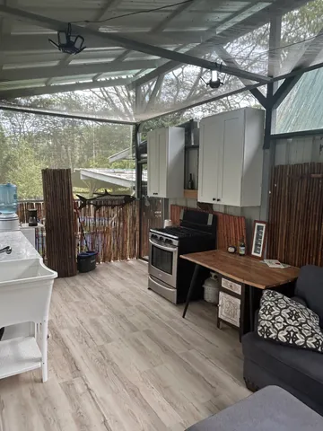 a view of outdoor space with seating