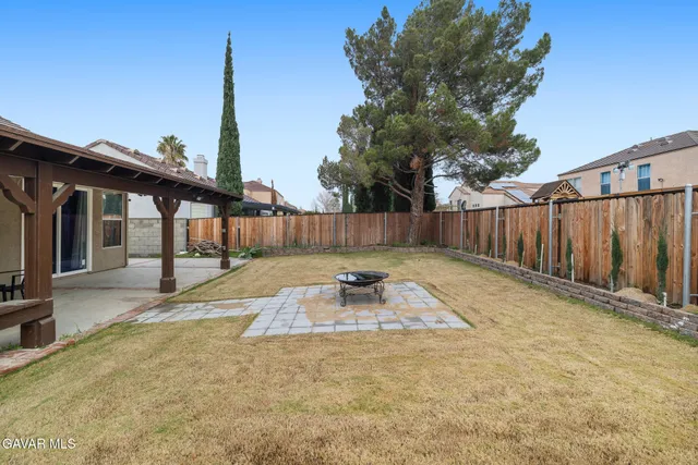 a view of a back yard with a patio