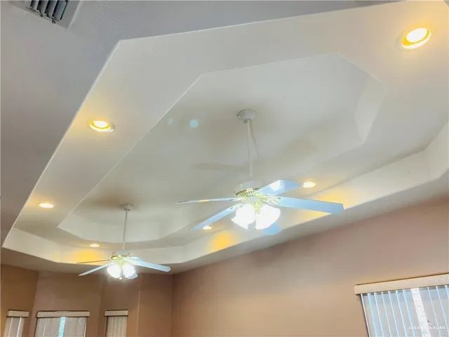 a view of a room with painted walls