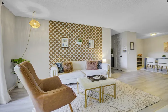 a living room with furniture