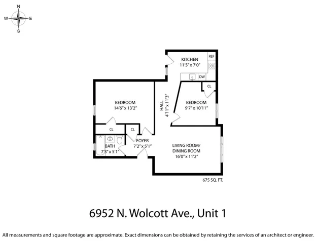 $1,769 | 6952 North Wolcott Avenue, Unit 1, Chicago, IL 60626