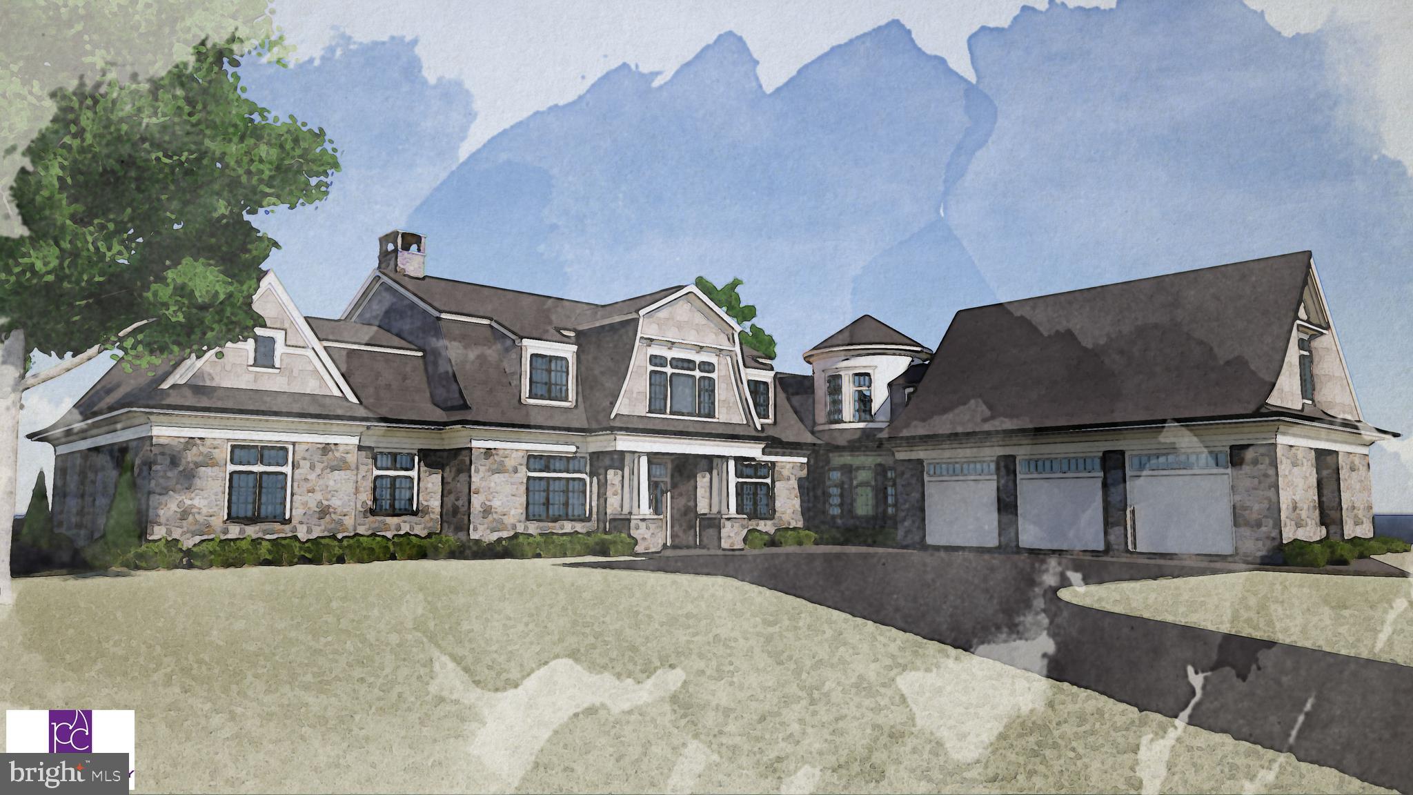 Architect Rendering of House with Three Car Garage