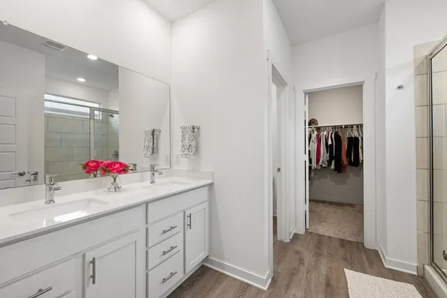 a bathroom with a shower