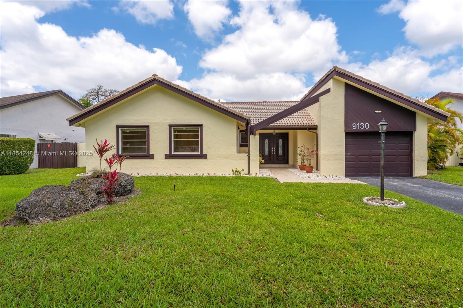 a view of a house with a backyard
