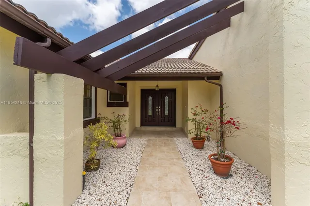 a view of a entryway door front of house