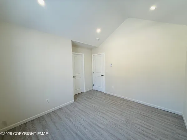 a view of a garage with furniture