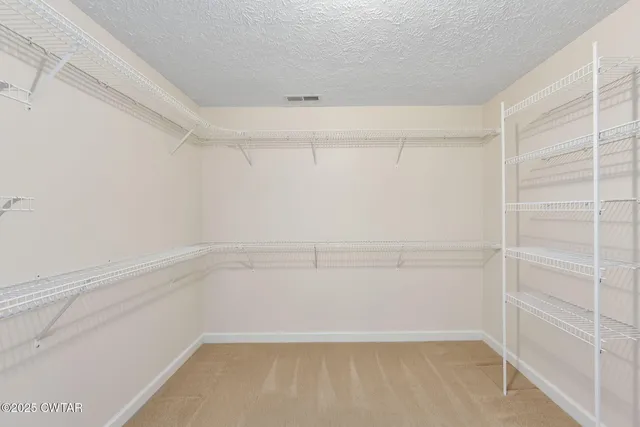 a view of an empty walk in closet