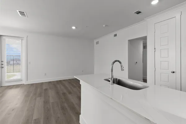 a view of a sink and a mirror