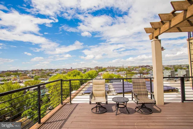 a view of a terrace with seating space