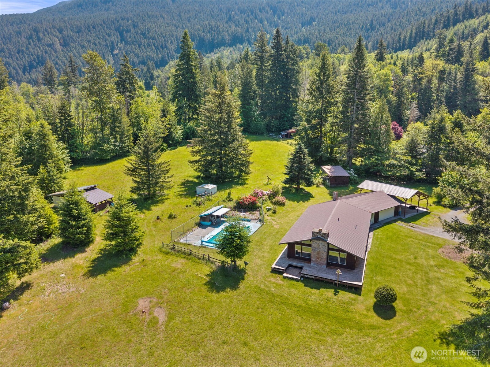 155 Bonell Road Randle, WA 98377 - Photo 3 of 38 a view of a swimming pool with a yard