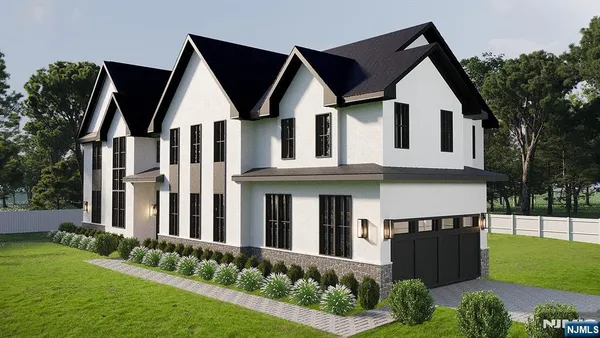 a front view of house with yard outdoor seating and barbeque oven