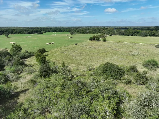 a view of a green field with an ocean