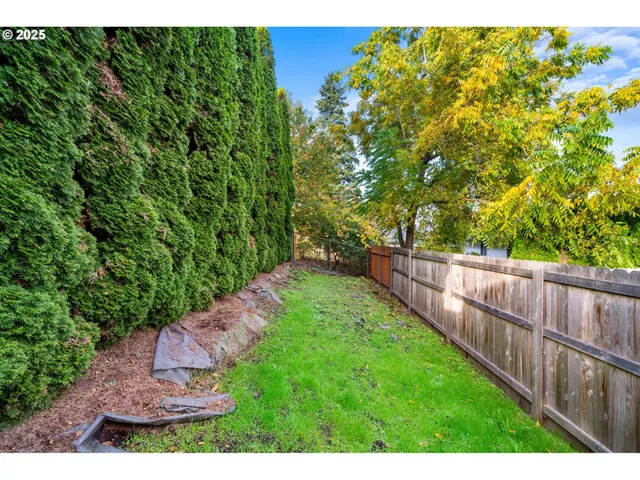 a view of a yard with an trees