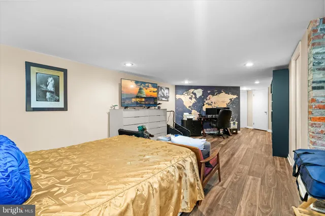 a brick building with a large windows