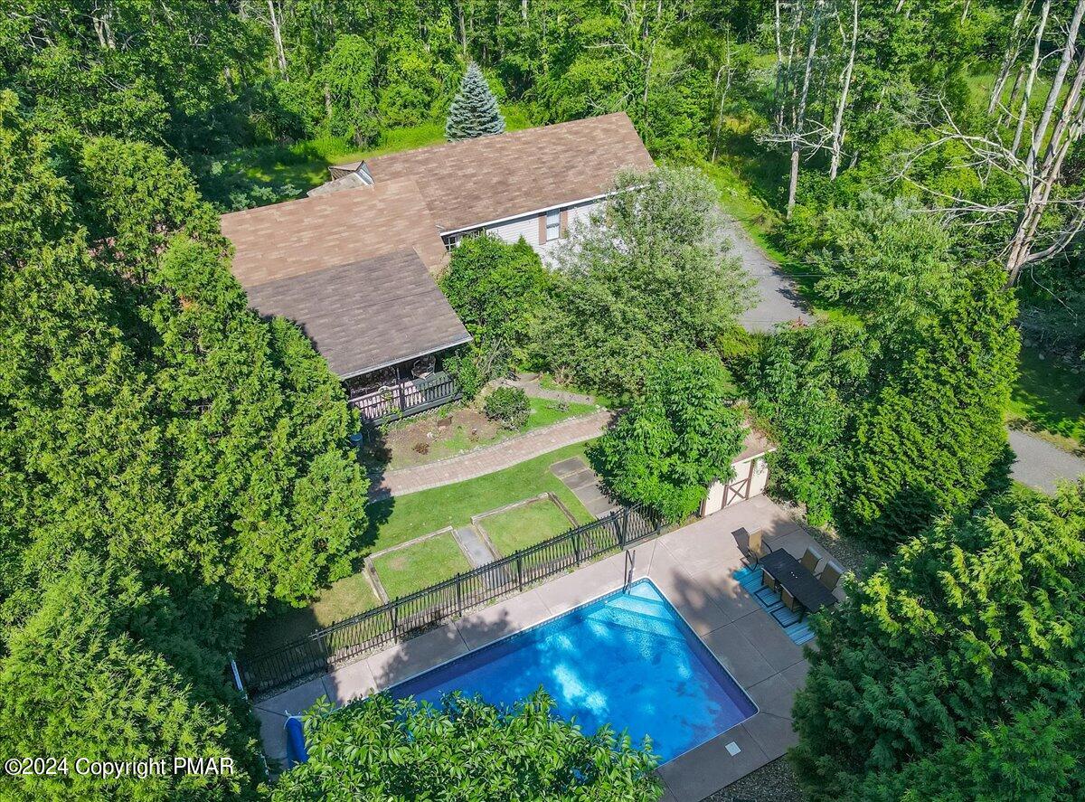 188 Olde Schoolhouse Road Cresco, PA 18326 - Photo 13 of 62 an aerial view of a house with a yard basket ball court and outdoor seating