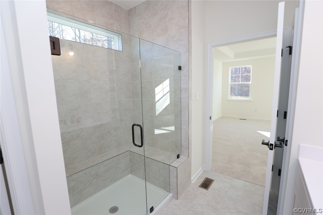 3843 Belspring Road Chester, VA 23831 - Photo 23 of 36 a bathroom with a glass shower door
