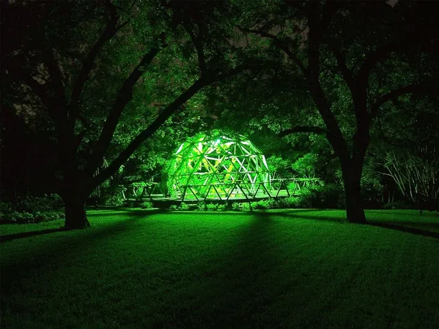 a view of a grassy field with trees