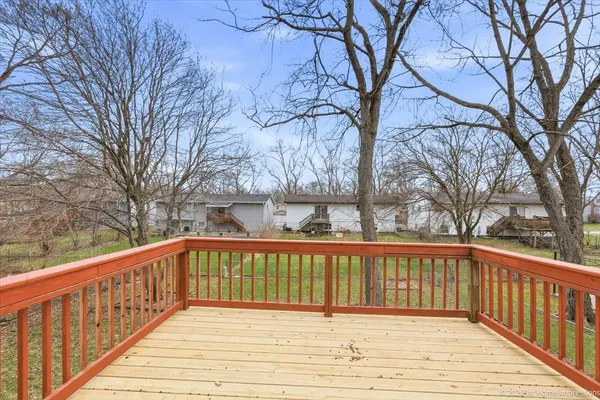 a view of a yard with tree s