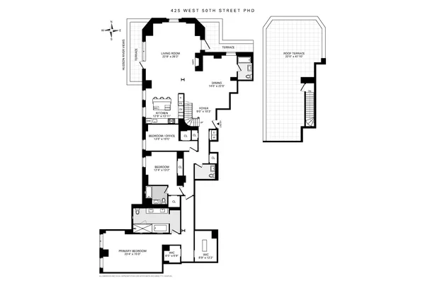 $7,950,000 | 425 West 50th Street, Unit PHD | Hell's Kitchen