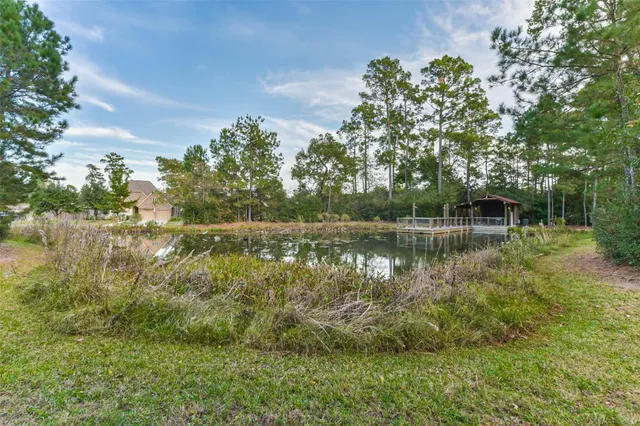 a view of lake with green space