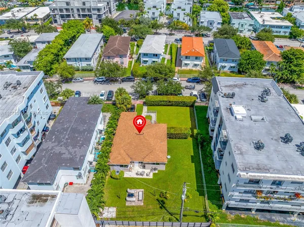 an aerial view of a house