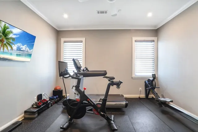 a view of a room with gym equipment