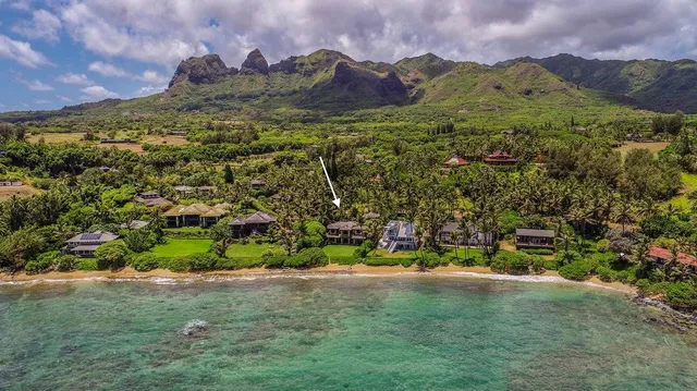 a view of a lush green hillside and a houses