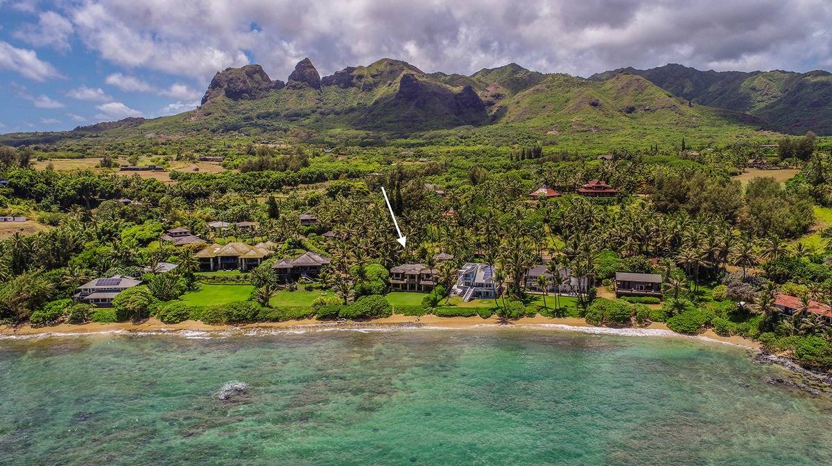 a view of a lush green hillside and a houses