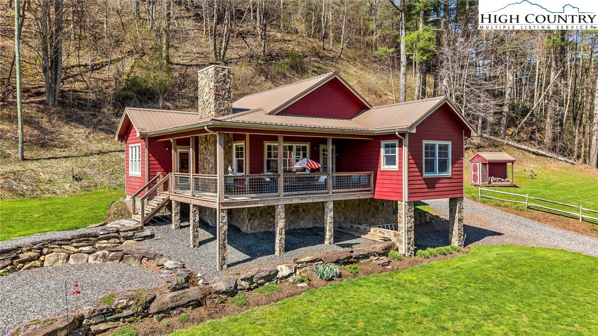 an aerial view of a house