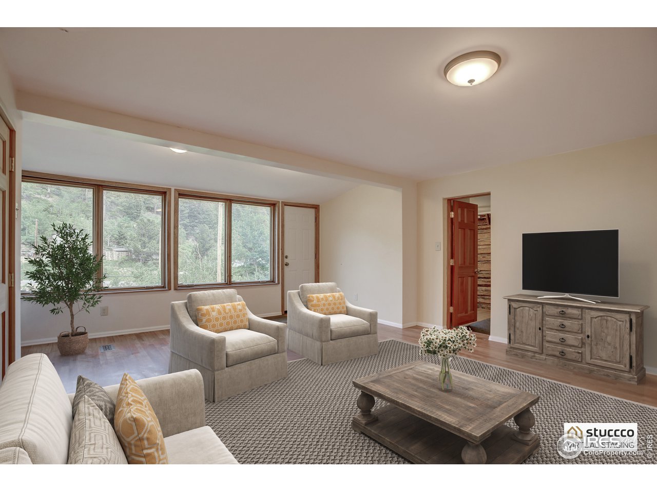 35 Boston Street Ward, CO 80481 - Photo 22 of 34 a living room with furniture and a flat screen tv