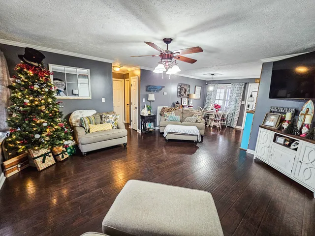 a living room with furniture and a flat screen tv