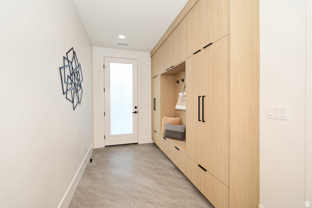 1306 East Victor Lane Draper, UT 84020 - Photo 36 of 60 Mudroom with light wood-style flooring and recessed lighting