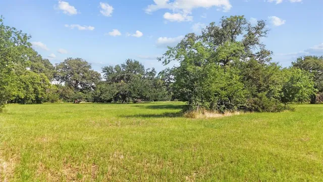 a view of yard with swimming pool and green space