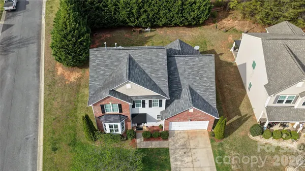 an aerial view of a house