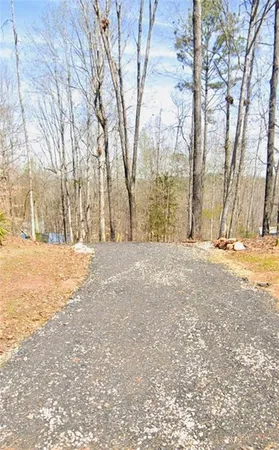 a view of a yard with iron fence