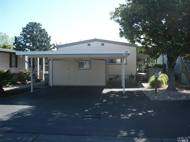 47 Walnut Circle, Unit 47 Rohnert Park, CA 94928 - Photo 1 of 1 This clean, spacious double wide mobile home is move in ready! Great, custom shop above that offers plenty of storage or great hobby room. Complete exterior has just been painted.